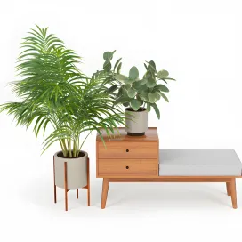 Mid century storage bench acorn